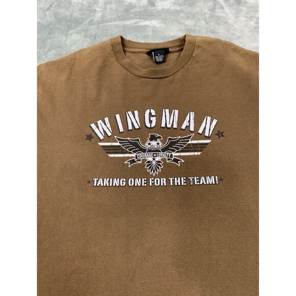 Carbron Mens XL Brown Wingman Shirt Taking one for the team Courage Loyalty - Picture 10 of 12
